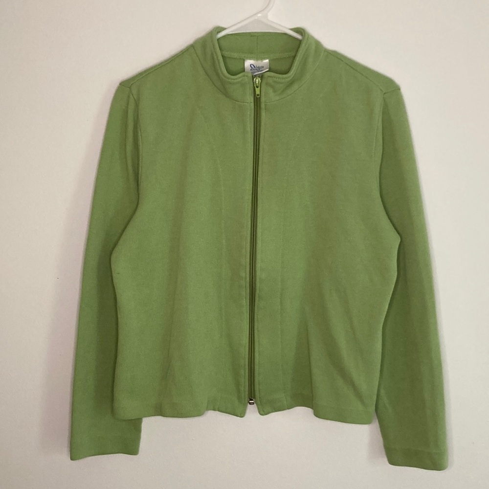 Vintage Celery Green Zip Up Sweatshirt Jacket Made in Canada Size Medium
